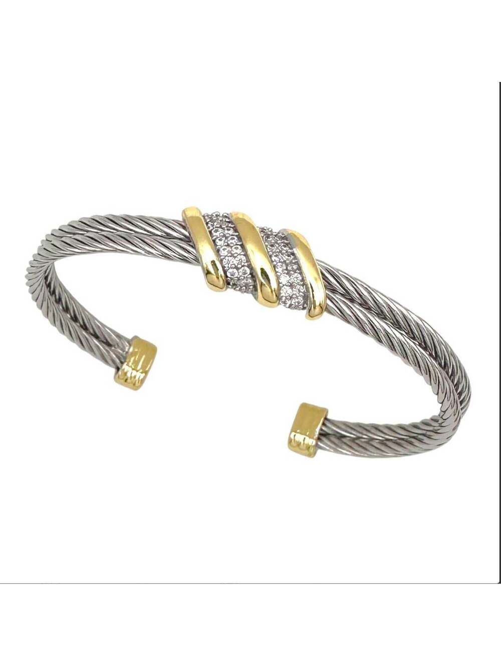 The Sophie Bangle Rhodium Plated, High Grade CZ